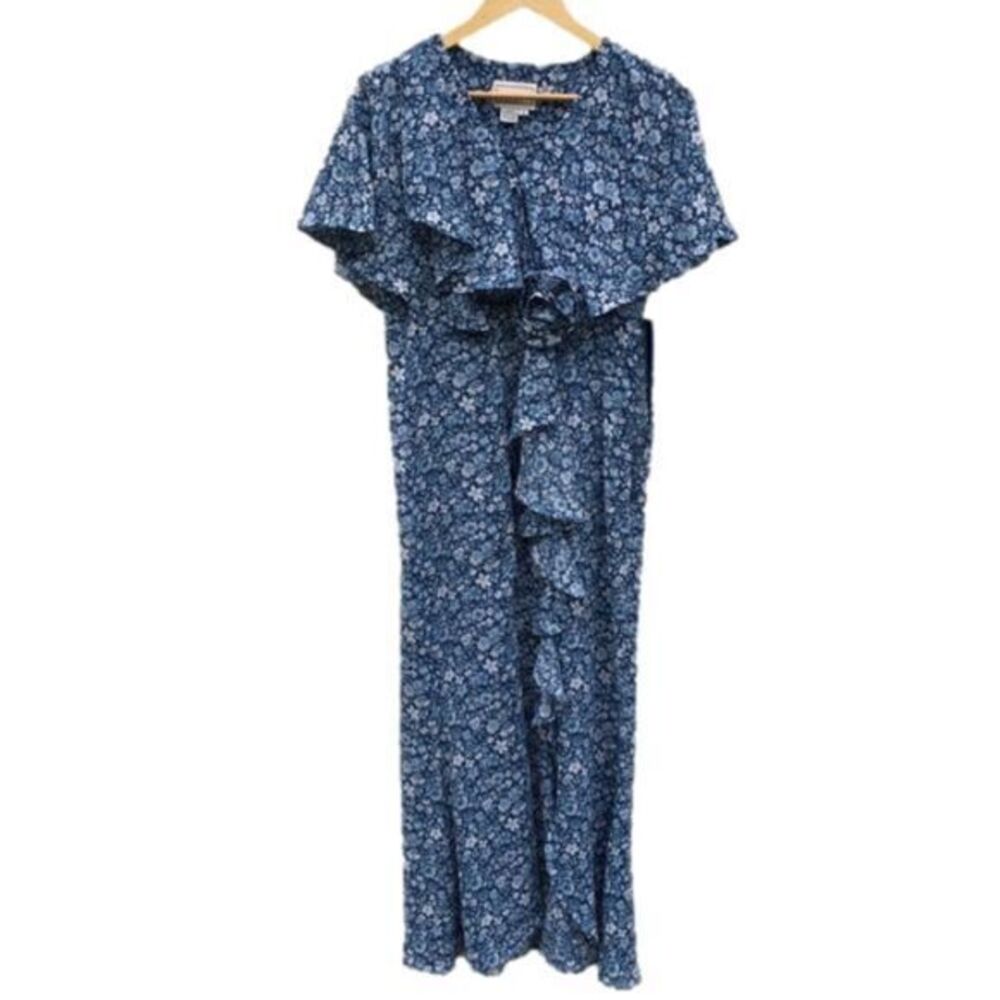 Vintage Karin Stevens 80s Floral Cottagecore Prairie Midi Dress